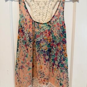 Collective Concepts Stitch Fix Rosco Floral Print Crochet Detail Tank